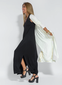 Chic Black and White Dress with Vest Set