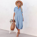 Chic Blue Loose Dress for Women