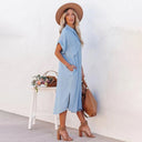 Chic Blue Loose Dress for Women