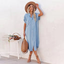 Chic Blue Loose Dress for Women