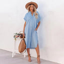 Chic Blue Loose Dress for Women