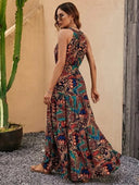 Vintage-Inspired Women's Retro Maxi Halterneck Dress