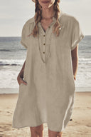 Button Down Cotton Beach Dress for Summer Fun