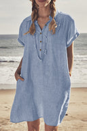 Button Down Cotton Beach Dress for Summer Fun