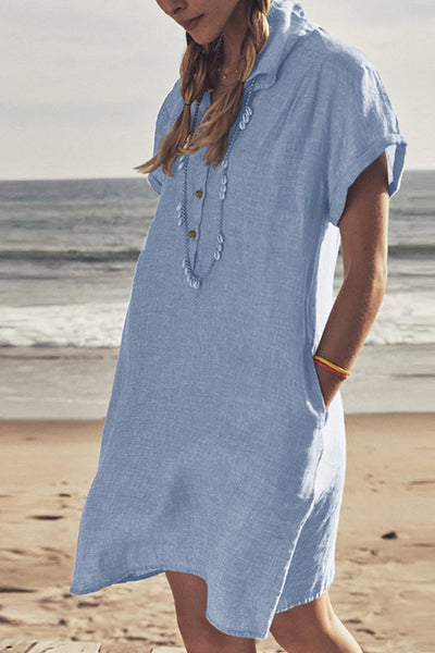 Button Down Cotton Beach Dress for Summer Fun