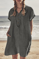 Button Down Cotton Beach Dress for Summer Fun