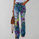 Floral Print Straight Leg Jeans for Women