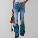Floral Print Straight Jeans for Stylish Look
