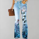 Floral Print Straight Leg Jeans for Women