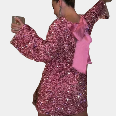 Sequin-Embellished Women's Round Neck Dress
