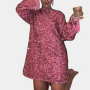 Sequin-Embellished Women's Round Neck Dress