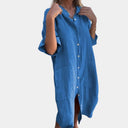 Chic Women's Shirt Dress with Convenient Pockets