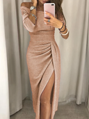 Off-the-Shoulder Glitter Party Dress