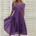 Lace and Chiffon Midi Dress for Style