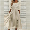 Lace and Chiffon Midi Dress for Style