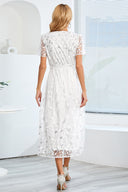 Sequin-Embellished Short-Sleeve Mesh Dress