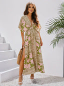 Bohemian Floral V-Neck Maxi Dress for Women