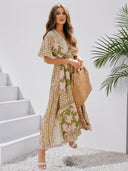Bohemian Floral V-Neck Maxi Dress for Women