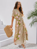 Bohemian Floral V-Neck Maxi Dress for Women