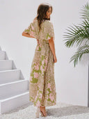 Bohemian Floral V-Neck Maxi Dress for Women