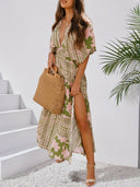 Bohemian Floral V-Neck Maxi Dress for Women