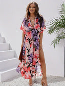 Bohemian Floral V-Neck Maxi Dress for Women