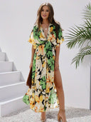 Bohemian Floral V-Neck Maxi Dress for Women