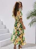 Bohemian Floral V-Neck Maxi Dress for Women
