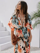 Bohemian Floral V-Neck Maxi Dress for Women