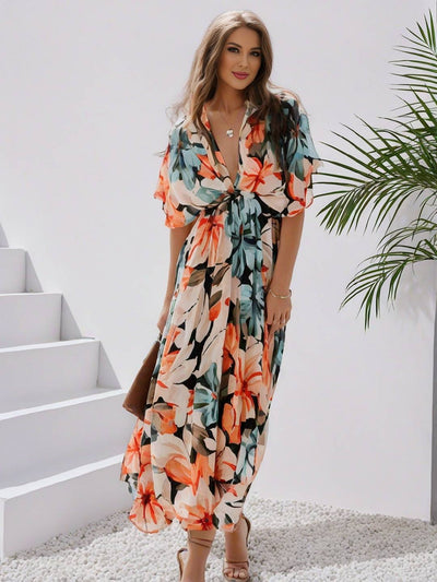 Bohemian Floral V-Neck Maxi Dress for Women