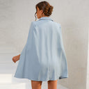 Chic Cape Blazer Mini Dress with Belt & Gold Accents