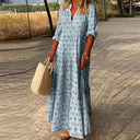 Long Sleeve V-Neck Dress for Daily Wear