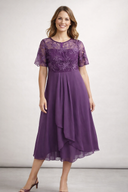 Chic Lace and Chiffon Midi Dress for Women