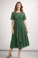 Chic Lace and Chiffon Midi Dress for Women