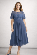 Chic Lace and Chiffon Midi Dress for Women