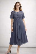 Chic Lace and Chiffon Midi Dress for Women