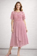 Chic Lace and Chiffon Midi Dress for Women