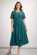 Chic Lace and Chiffon Midi Dress for Women