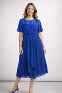 Chic Lace and Chiffon Midi Dress for Women