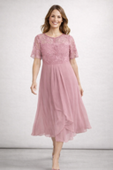 Chic Lace and Chiffon Midi Dress for Women