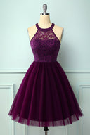 Chic Burgundy Halter Dress for Confirmations