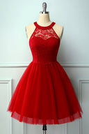Chic Burgundy Halter Dress for Confirmations