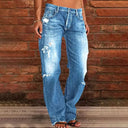 Retro Distressed Denim Jeans for Trendy Style