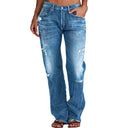 Retro Distressed Denim Jeans for Trendy Style