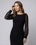 Chic Mini Dress with Semi-Transparent Sleeves