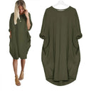 Chic Solid Color Round Neck Dress