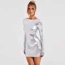 Shimmering Bodycon Mini Dress in Metallic Finish