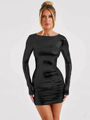 Shimmering Bodycon Mini Dress in Metallic Finish