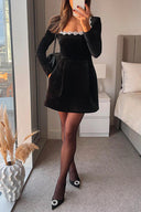 Chic Velvet Square Neck Dress