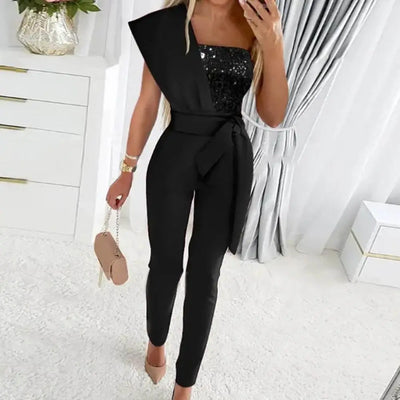Sequin Patchwork Jumpsuit for Chic Style